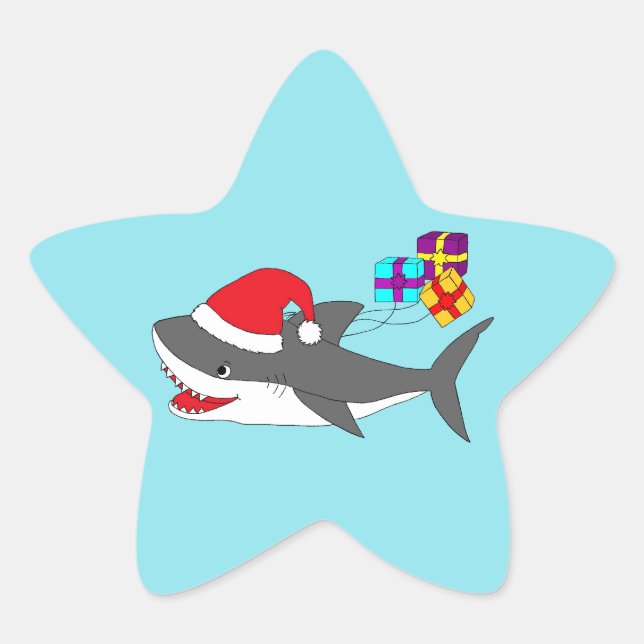 Étoile Sticker avec un requin de vacances mignon (Devant)