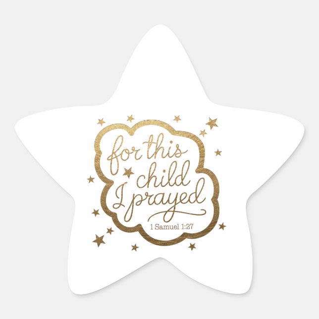 Étoile Sticker avec verset biblique de 1 Samuel 1:27 (Devant)