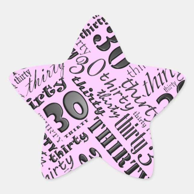 Étoile Sticker de fête du 30e anniversaire (Devant)