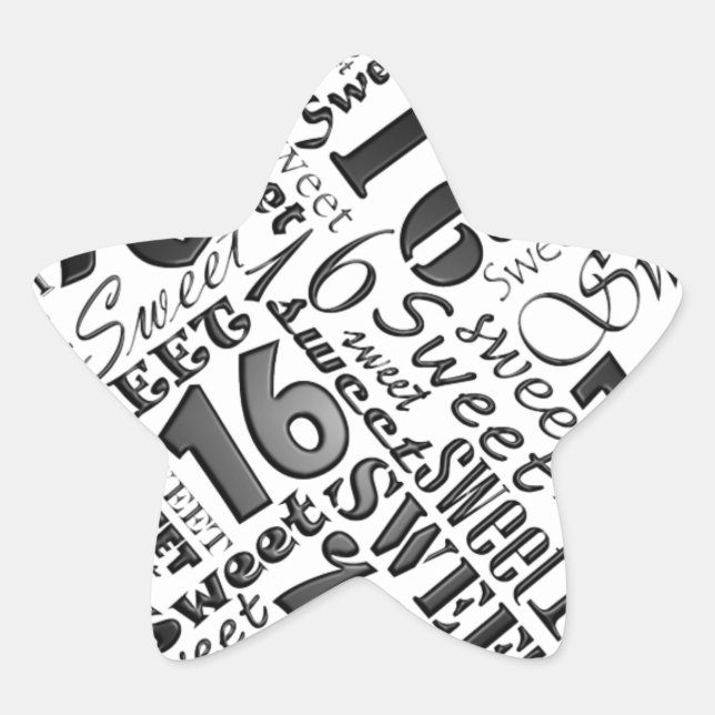 Étoile Sticker de la fête d'anniversaire de l'Sweet sixte (Devant)