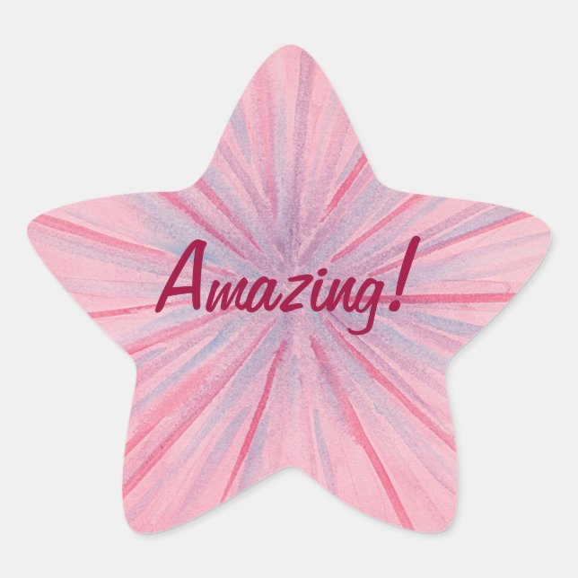 Étoile Sticker Extraordinaire rose et bleu clair (Devant)