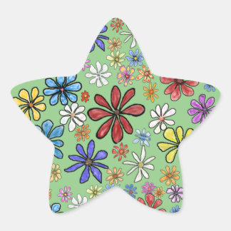 Étoile Sticker Fun Colorful Flowers