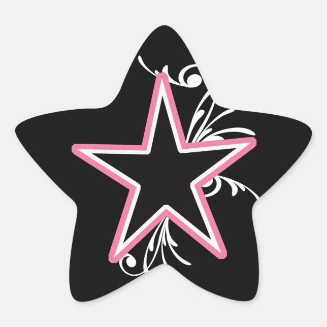 Étoile Sticker KRW Star et Swirls rose et noir (Devant)