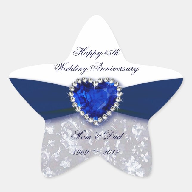 Étoile Sticker pour le 45e anniversaire du Mariage Damask (Devant)