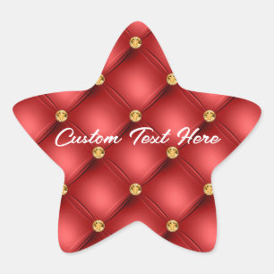 Étoile Sticker Tufted Diamonds Rouge or avec texte person