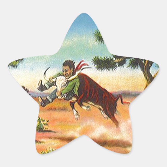 Étoile Sticker Vintage Cowboy Steer Wrangler Rodeo Stars (Devant)