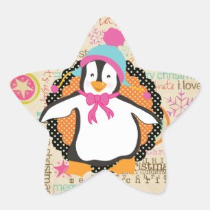 Étoile Typographie et Penguins Sticker Star Whimsy