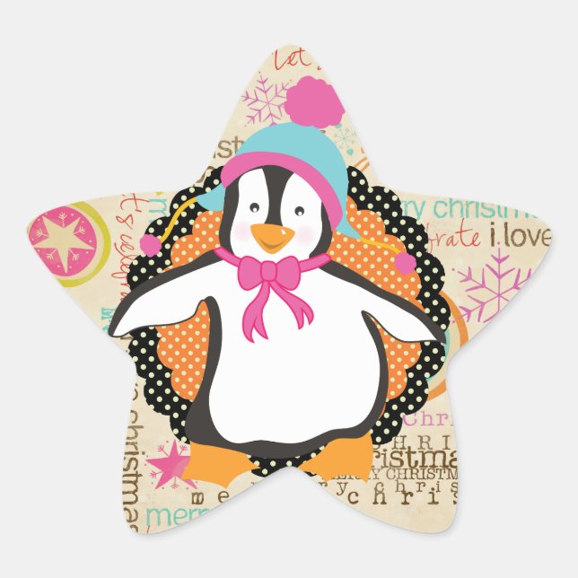 Étoile Typographie et Penguins Sticker Star Whimsy (Devant)
