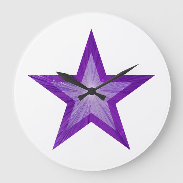 Étoile violette horloge ronde blanche (Recto)