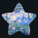 Étoile Water Lilies, 1919, par Claude Monet, Star Sticker<br><div class="desc">Water Lilies,  1919 célèbre peinture de Claude Monet,  avec couleur coordonnée couleurs solides rose-violet et bleu Monet,  prêt à se mélanger et à se marier.</div>