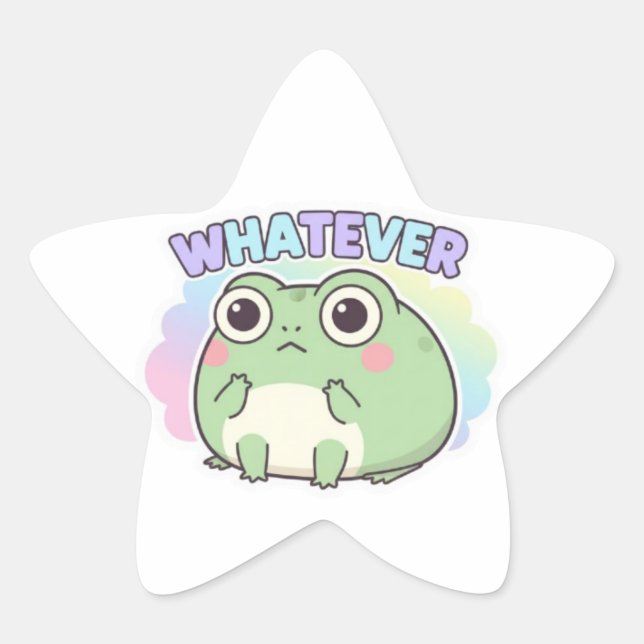 Étoile Whatever Frog Sticker Cute Eye Roll Frog Attitude  (Devant)