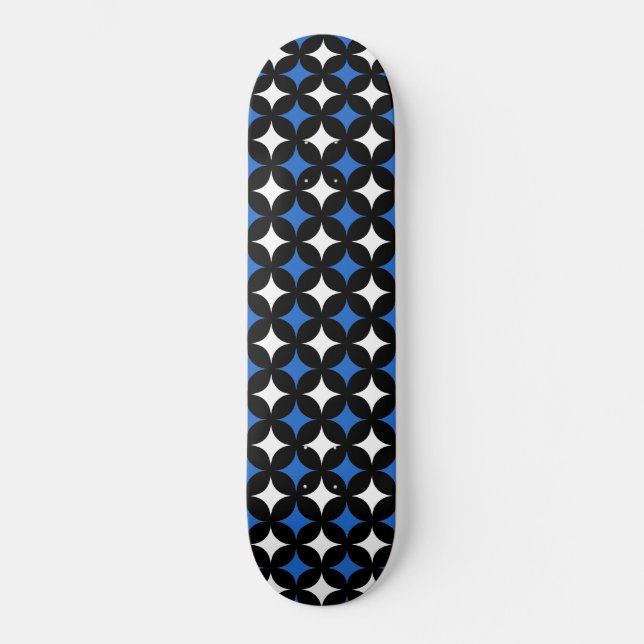 Étoiles abstraites sur skateboard noir bleu et bla (Recto)