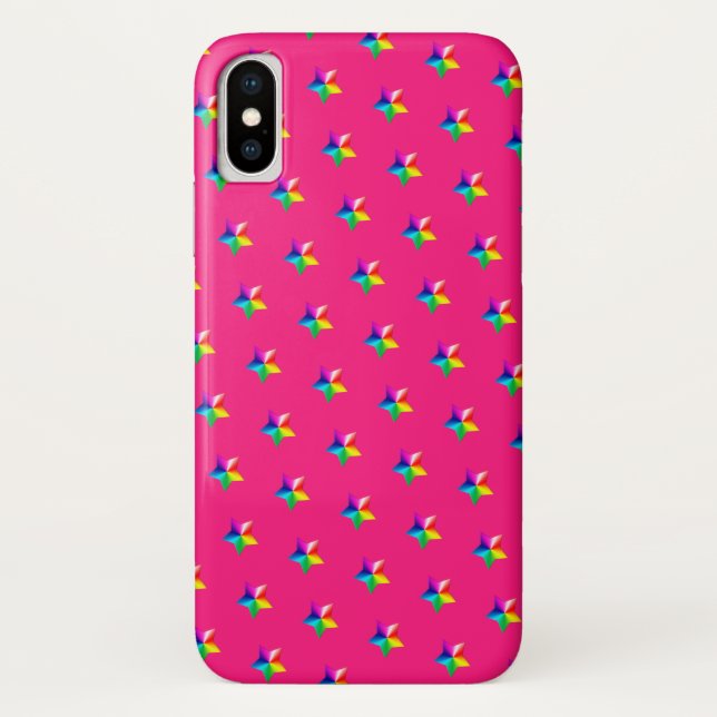 étoiles arc-en-ciel sur Coque rose-coque iphone Ma (Dos)