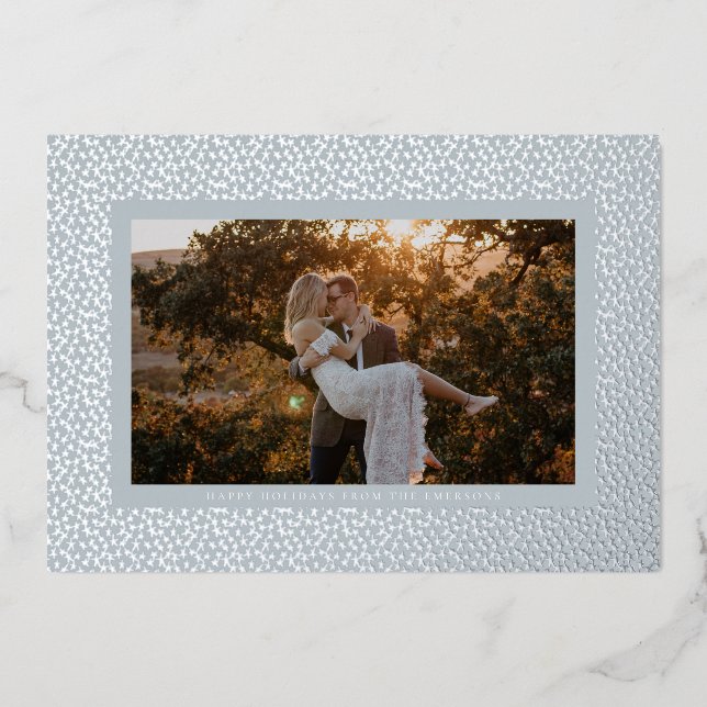 Étoiles Argentées Carte Photo Bohème Bleue (Recto)