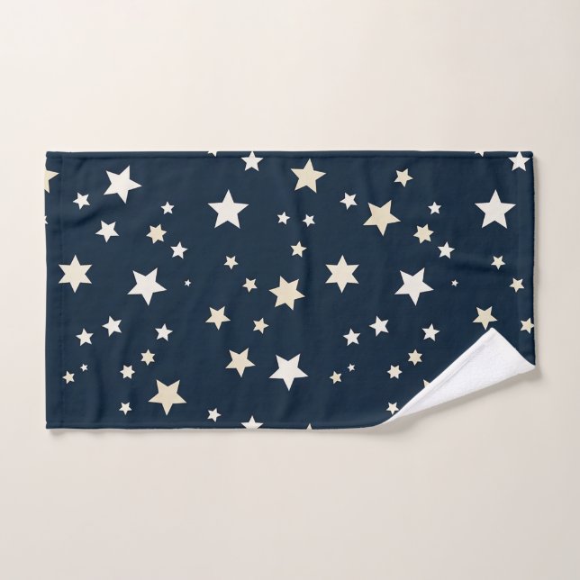 Étoiles blanches patriotiques sur fond bleu marine (Serviette à main)