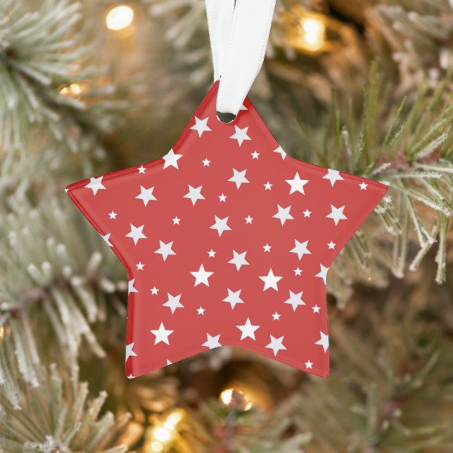 Étoiles blanches sur des vacances de Noël rouges  (Arbre)