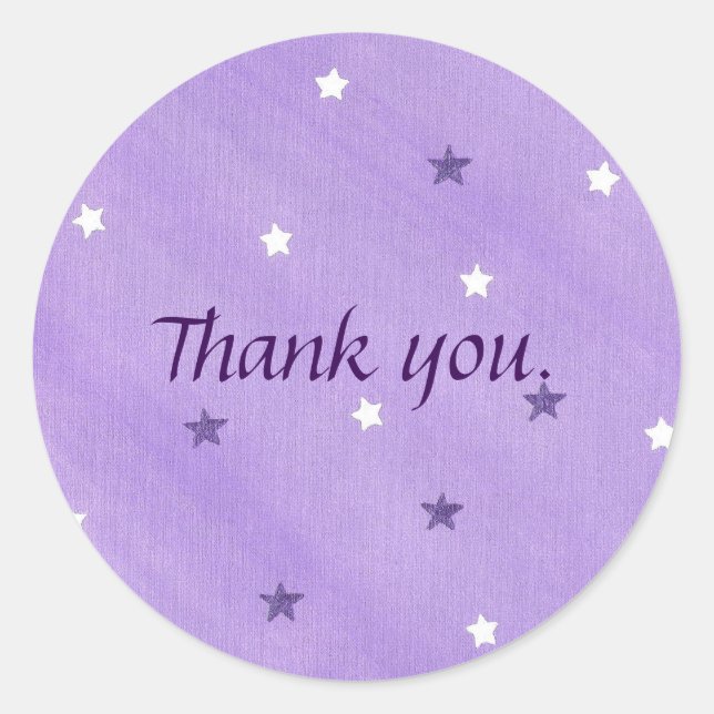 Étoiles blanches violettes sur Stickers Merci de l (Devant)