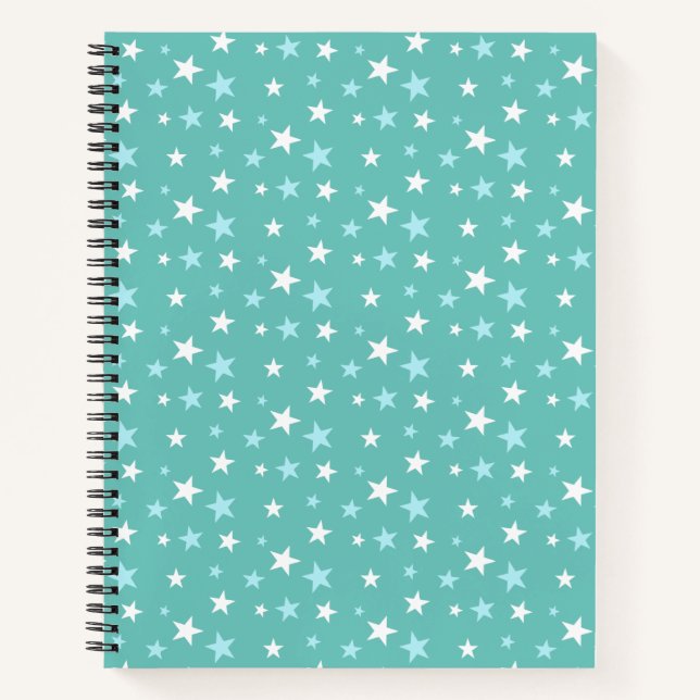 Etoiles Bleues et Blancs sur Carnet Turquoise (Devant)