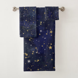 Étoiles célestes bleues et dorées aquarelle fantai