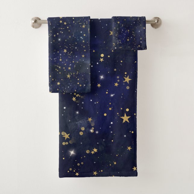 Étoiles célestes bleues et dorées aquarelle fantai (En situation)