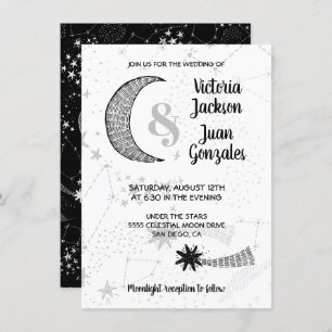 Étoiles célestes et lune Invitations de mariage