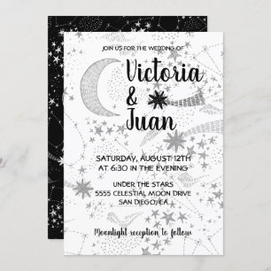 Étoiles célestes et lune Invitations de mariage