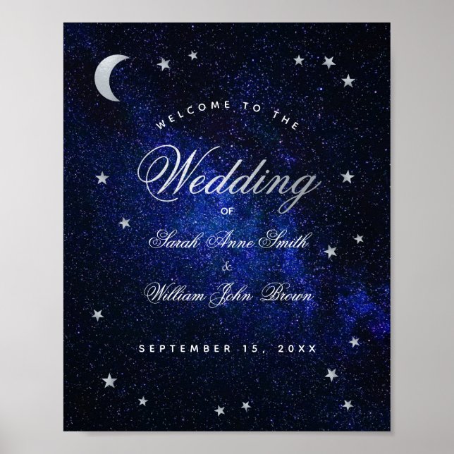 Etoiles célestes et lune Mariage bleu Affiche de b (Devant)