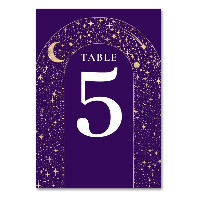 Étoiles célestes Mariage violet Carte Numéro de ta (Par défaut)