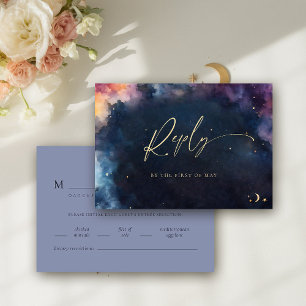 Étoiles célestes Minuit Bleu Repas Mariage RSVP