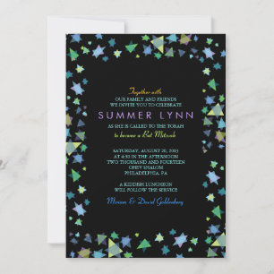 ÉTOILES COLORÉES Barre Bat mitzvah Invitation