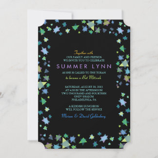 ÉTOILES COLORÉES Barre Bat mitzvah Invitation
