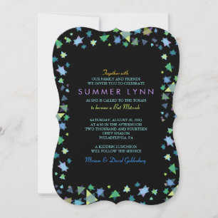 ÉTOILES COLORÉES Barre Bat mitzvah Invitation