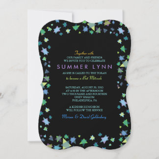ÉTOILES COLORÉES Barre Bat mitzvah Invitation