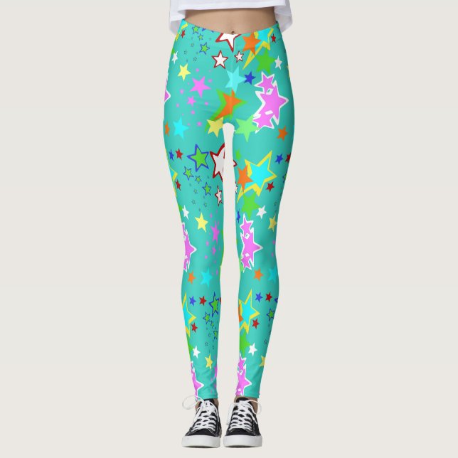 Étoiles colorées Leggings Spandex (Devant)