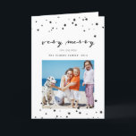 Étoiles Confetti | Carte de voeux de vacances phot<br><div class="desc">Confetti Stars Photo Cartes de voeux de vacances. Elke Clarke © Autres styles et couleurs disponibles dans notre boutique à www.zazzle.com/epclarke. Moderne,  contemporain,  noir et blanc carte photo de vacances avec des étoiles de confetti motif,  et les mots "très joyeux" dans une écriture manuscrite.</div>