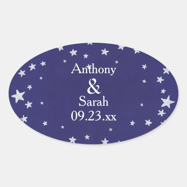 Etoiles d'argent personnalisées Bleu Stickers de d (Devant)