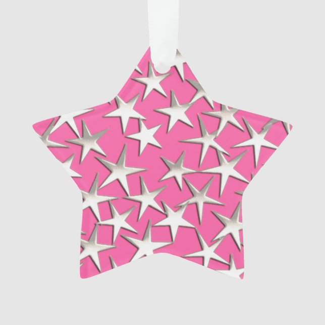 Étoiles d'argent sur fuchsia rose (devant)