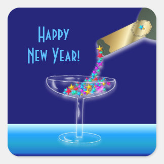 Étoiles de champagne colorées Stickers du Nouvel A