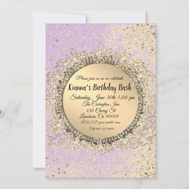 Étoiles de Glitterie Whimsical Carte Plat Annivers (Devant)