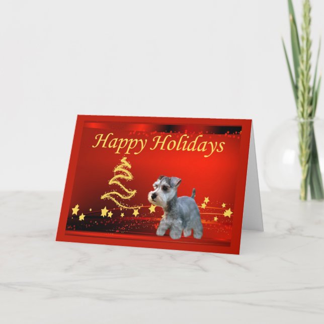 Étoiles de la carte de Noël Schnauzer miniature (Devant)