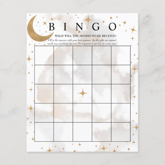 Étoiles de lune | Bingo | Jeux Baby showers (Devant)