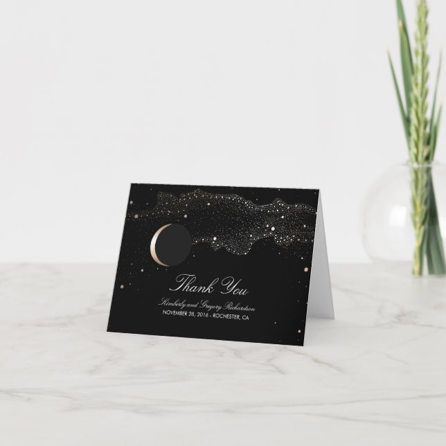 Étoiles de lune Enchantée nuit noir Mariage Merci (Devant)