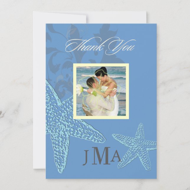 Étoiles de mer, Cartes de remerciement Monogram, A (Devant)