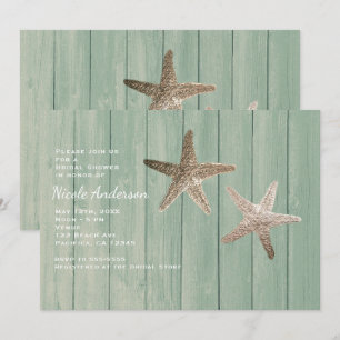 Étoiles de mer dorées et invitations de plage élég