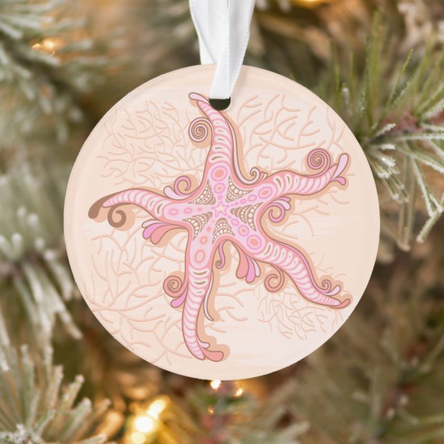 Étoiles de mer et corail rose motif pastel (Arbre)