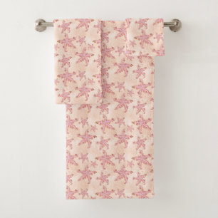 Étoiles de mer et motif pastel rose corail