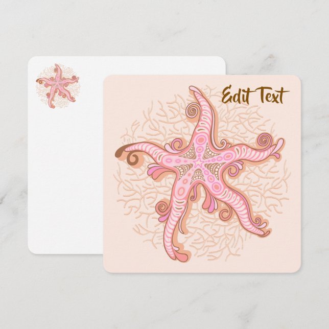 Étoiles de mer et motif pastel rose corail (Devant / Derrière)