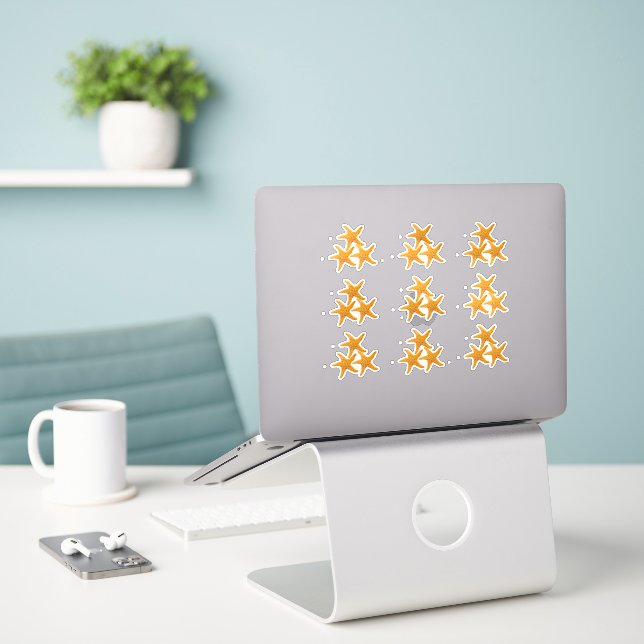 Étoiles de mer orange autocollants coupés (Ordinateur portable sur le bureau)