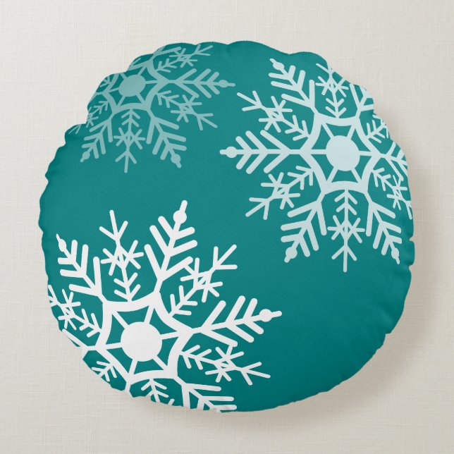 Étoiles de neige - Noël - Coussin rond (Devant)