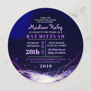 Étoiles de néon brillant Invitation Bat mitzvah vi